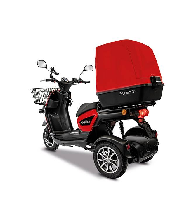 Rolektro, E-Carrier 25 V.3 Lithium, Rot, mit XXL-Koffer, 60V-32,5Ah Akku, 1000 Wat