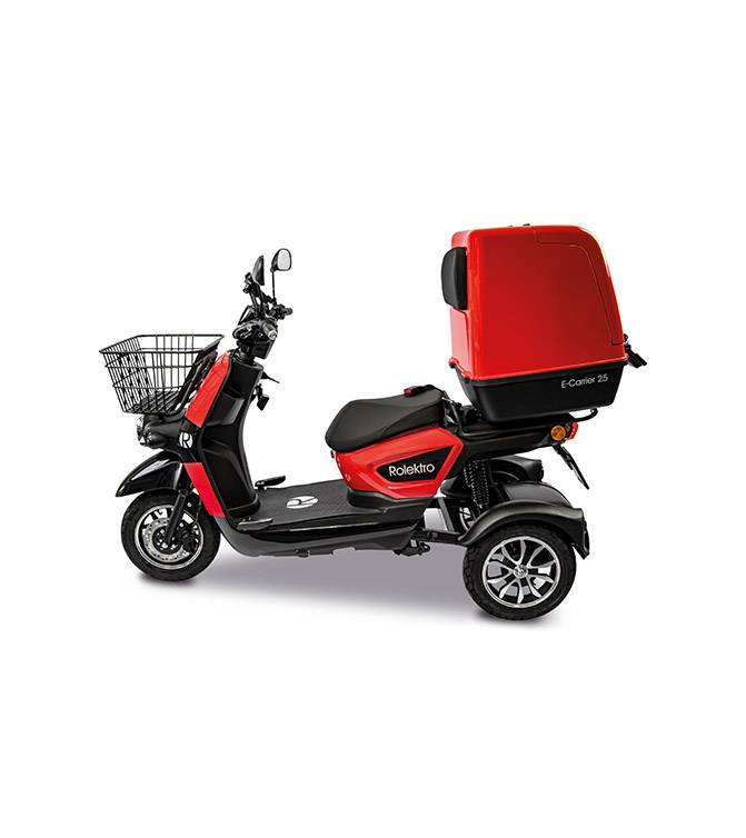 Rolektro, E-Carrier 25 V.3 Lithium, Rot, mit XXL-Koffer, 60V-32,5Ah Akku, 1000 Wat