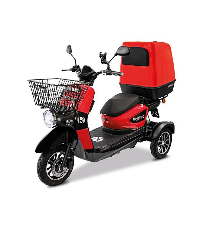 Rolektro, E-Carrier 25 V.3 Lithium, Rot, mit XXL-Koffer, 60V-32,5Ah Akku, 1000 Wat