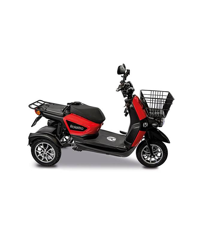Rolektro, E-Carrier 25 V.3 Lithium, Rot, mit XXL-Koffer, 60V-32,5Ah Akku, 1000 Wat