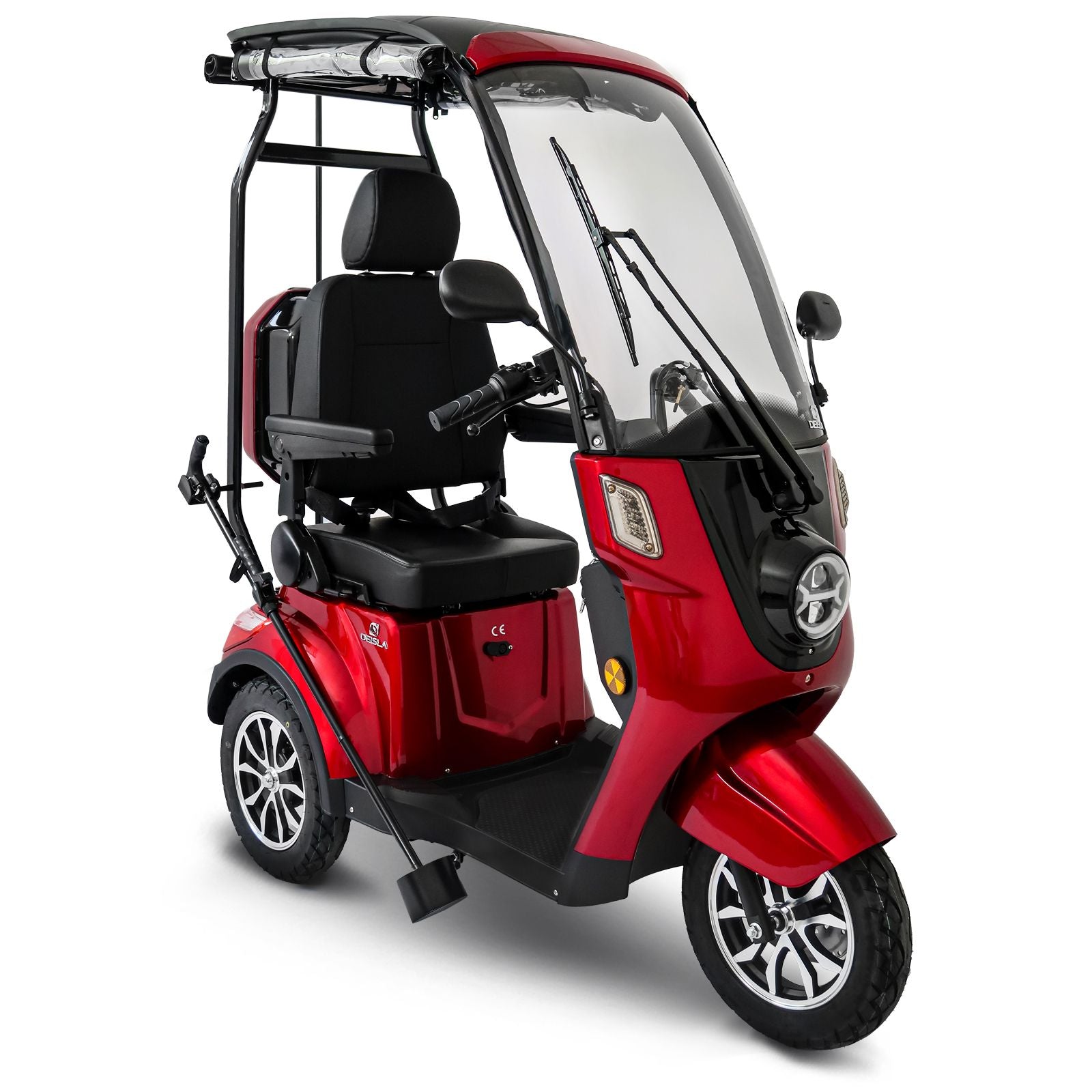 Deisla, Dreirad DS3-15 mit Dach und Wetterschutz, Lithium-Akku, Rot, 15 km/h