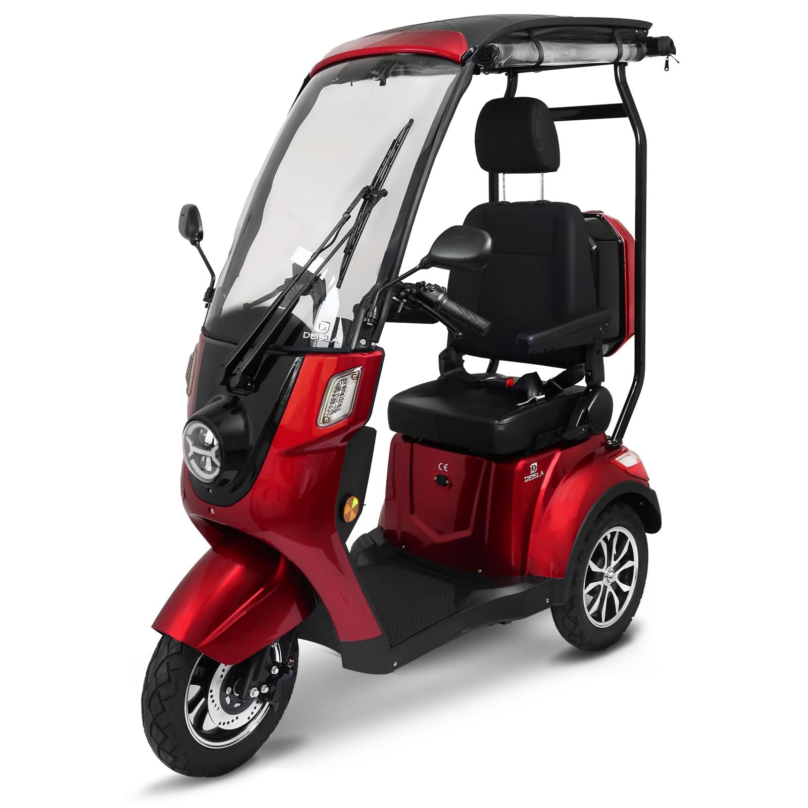 Deisla, Dreirad DS3-15 mit Dach und Wetterschutz, Lithium-Akku, Rot, 15 km/h