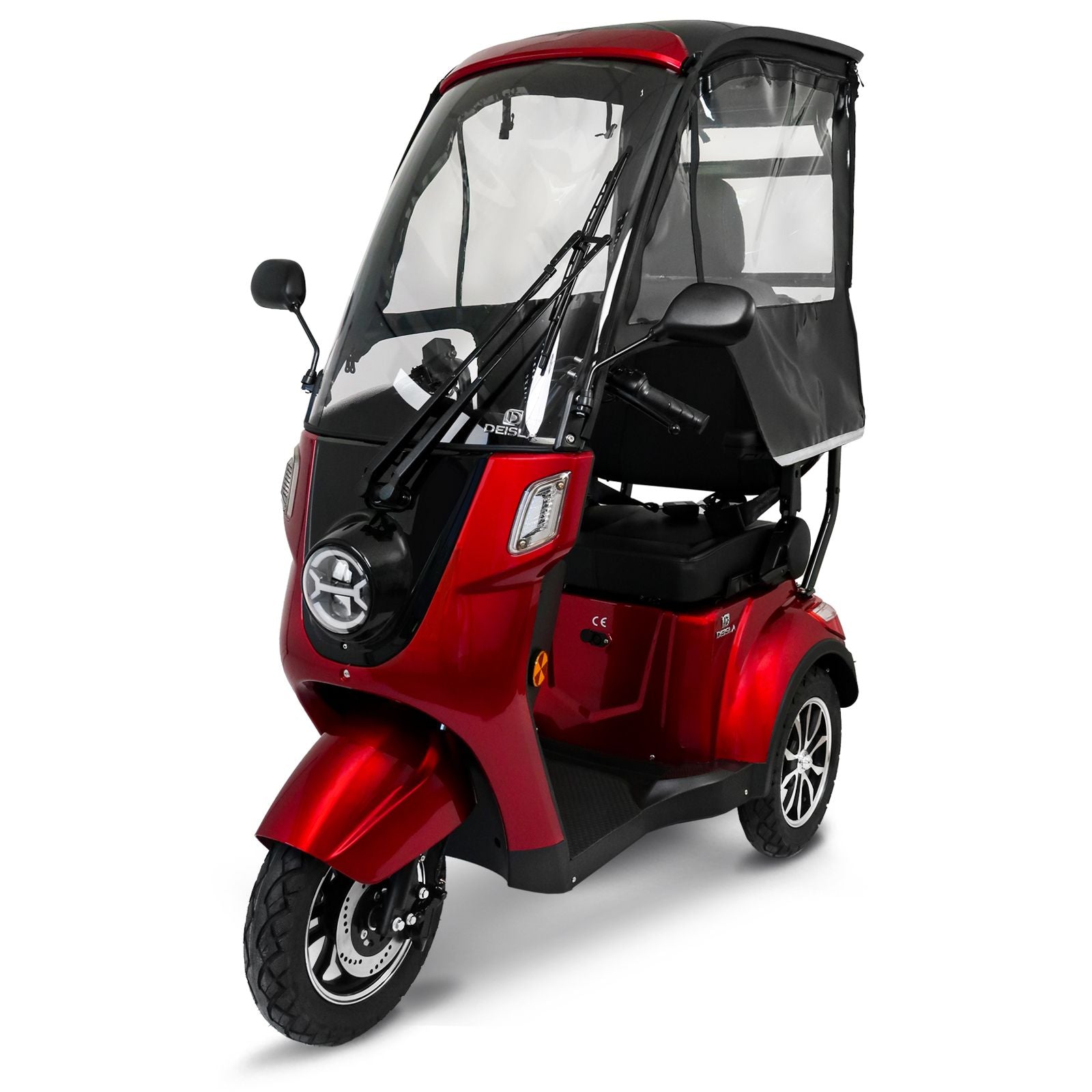 Deisla, Dreirad DS3-15 mit Dach und Wetterschutz, Lithium-Akku, Rot, 15 km/h