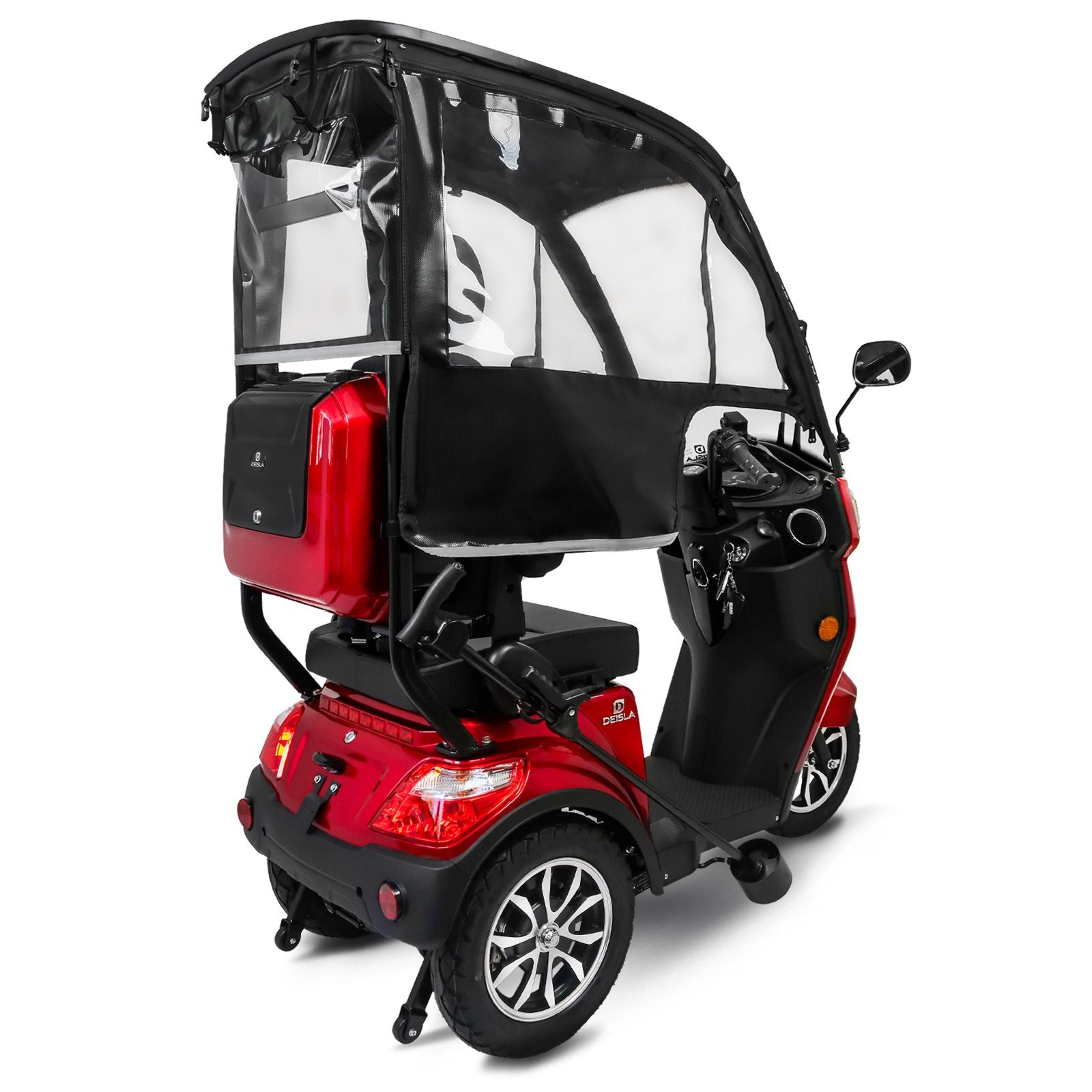 Deisla, Dreirad DS3-15 mit Dach und Wetterschutz, Lithium-Akku, Rot, 15 km/h