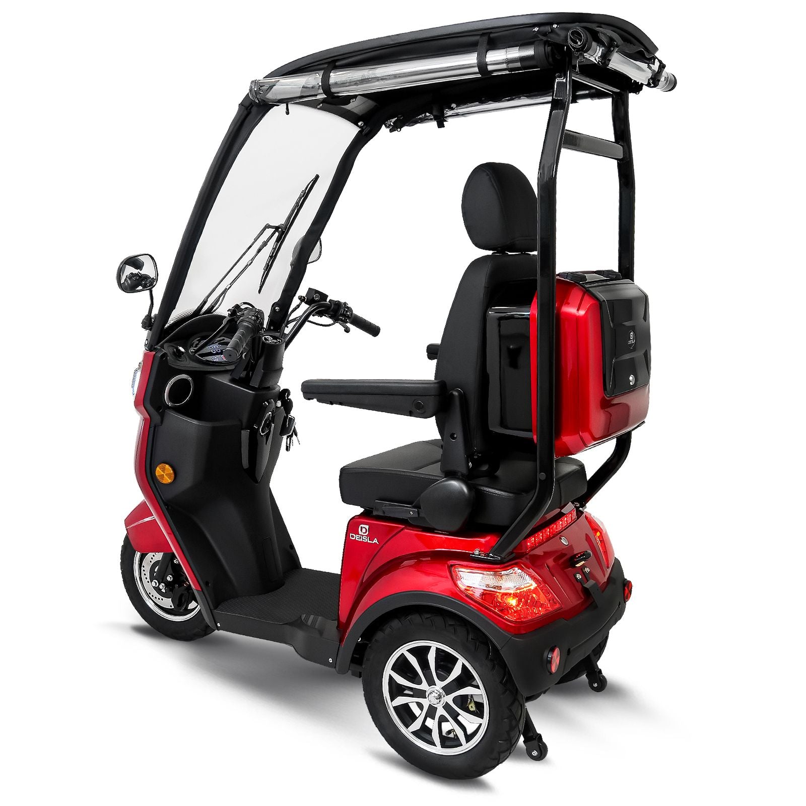 Deisla, Dreirad DS3-15 mit Dach und Wetterschutz, Lithium-Akku, Rot, 15 km/h