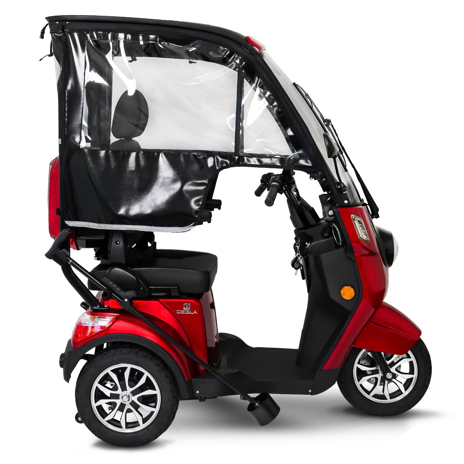 Deisla, Dreirad DS3-15 mit Dach und Wetterschutz, Lithium-Akku, Rot, 15 km/h