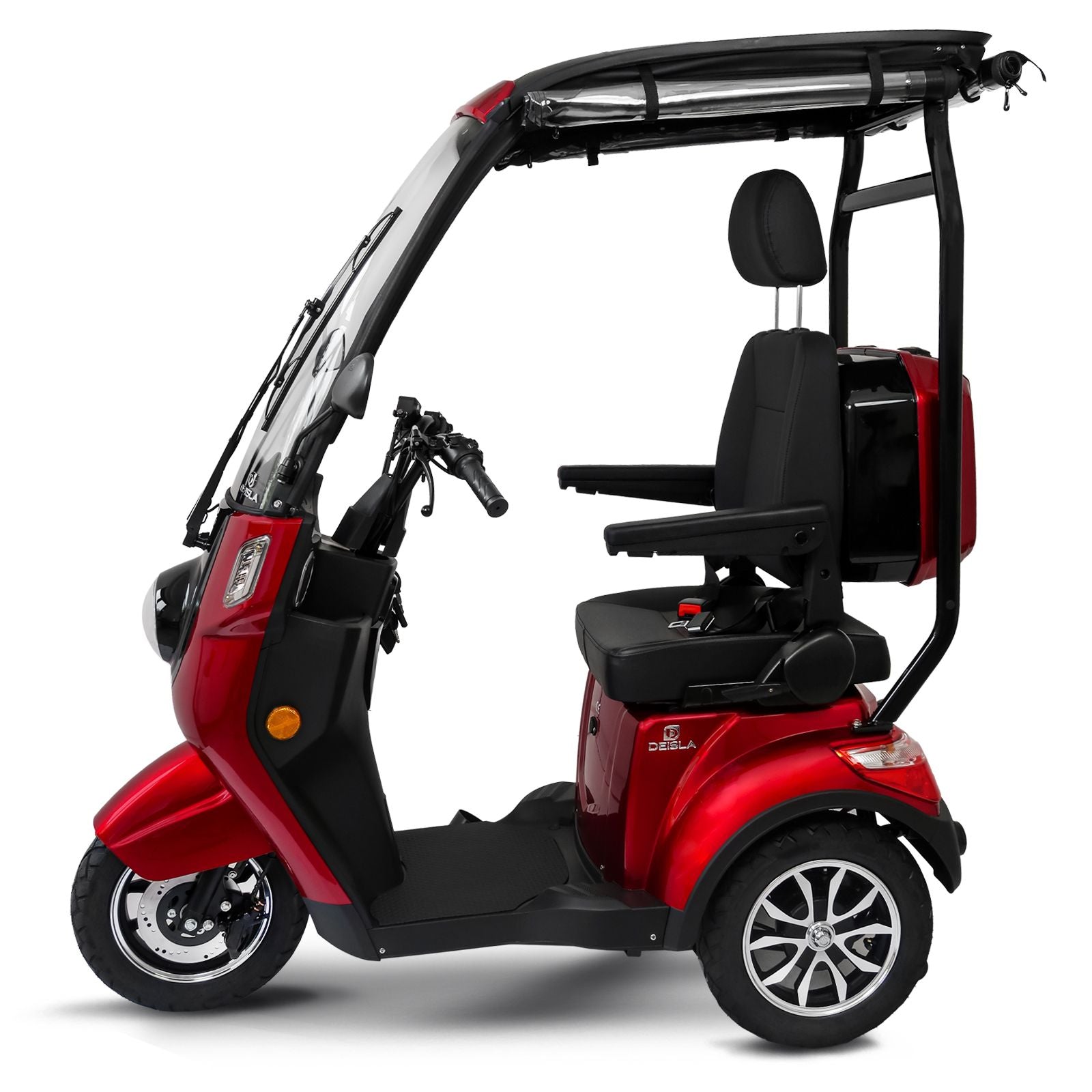 Deisla, Dreirad DS3-15 mit Dach und Wetterschutz, Lithium-Akku, Rot, 15 km/h