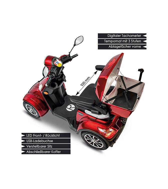 Rolektro, E-Quad 15 V.3 Lithium, Rot, 60V-30Ah Akku, 1000 Watt