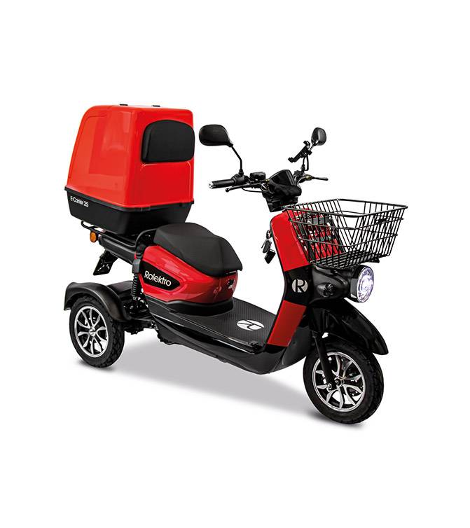 Rolektro, E-Carrier 25 V.3 Lithium, Rot, mit XXL-Koffer, 60V-32,5Ah Akku, 1000 Wat