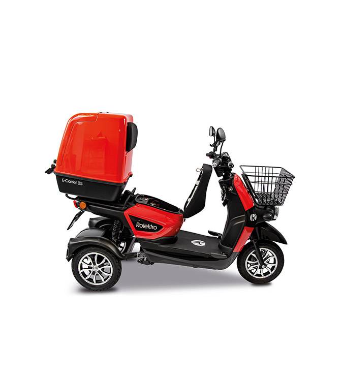 Rolektro, E-Carrier 25 V.3 Lithium, Rot, mit XXL-Koffer, 60V-32,5Ah Akku, 1000 Wat