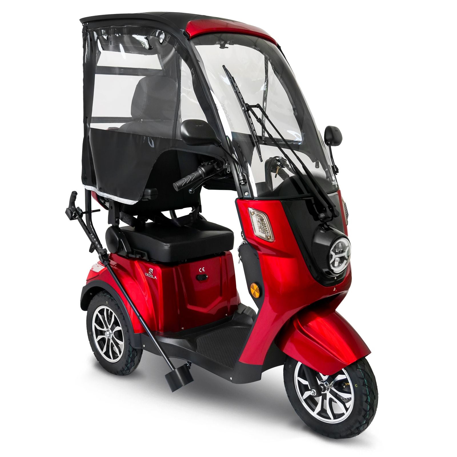 Deisla, Dreirad DS3-15 mit Dach und Wetterschutz, Lithium-Akku, Rot, 15 km/h